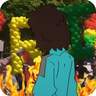 🎸 64758f8b Feuer, Protest, LGBT, Luftballons, Cartoon, Figur telegram sticker