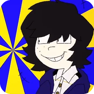 🎸 ad6de5de Cartoon, Lächeln, Brille, Blau, Gelb, Figur telegram sticker