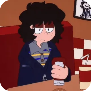 🎸 f46ee7e1 Cartoon, gelangweilt, wartend, Restaurant, Ketchup telegram sticker