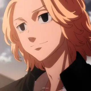 🎭 548c5541 Mikey anime, manga, rambut pirang, karakter, potret, tersenyum telegram sticker