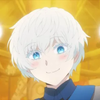 🫧 317fa4a3 애니메이션, 캐릭터, 흰 머리, 파란 눈, 미소 telegram sticker