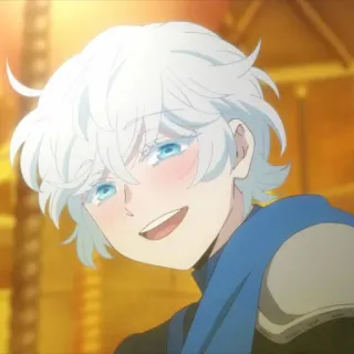 🫧 4519a648 애니메이션, 소년, 흰 머리, 파란 눈, 미소, 쾌활한 telegram sticker