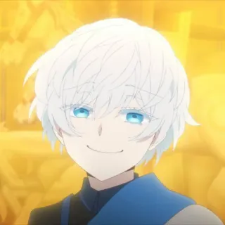 🫧 5eb98761 애니메이션, 소년, 흰머리, 파란 눈, 미소, 만화 telegram sticker