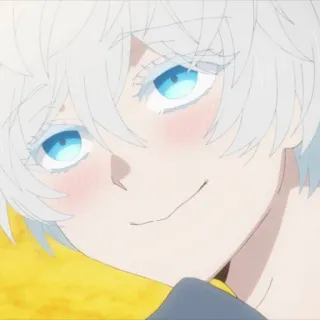 🫧 8c3c97ac 애니메이션, 캐릭터, 흰 머리, 파란 눈, 미소 telegram sticker