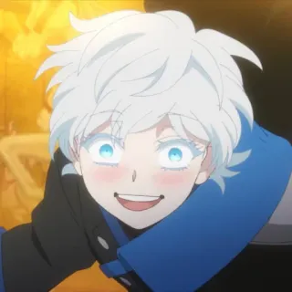 🫧 8cb35aa7 애니메이션, 캐릭터, 만화, 미소, 파란 눈, 흰 머리 telegram sticker