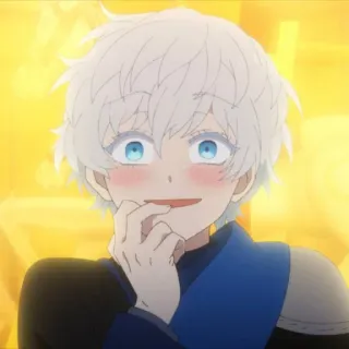 🫧 90b41d47 애니메이션, 캐릭터, 웃는, 흰 머리, 파란 눈 telegram sticker