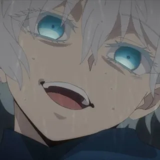 🫧 aee468b4 애니메이션, 캐릭터, 흰 머리, 푸른 눈, 미소 telegram sticker