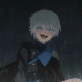 🫧 c29ea25b 애니메이션, 웃는, 소년, 캐릭터, 흰머리, 파란 눈 telegram sticker