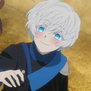 🫧 f99d5e76 애니메이션, 캐릭터, 흰머리, 파란 눈, 웃는 telegram sticker