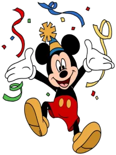 😃 255233ee Mickey Mouse Myszka Miki, Kreskówka, Urodziny, Impreza, Konfetti, Święto, Disney telegram sticker