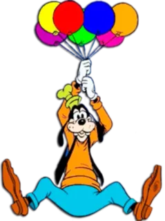 🎈 32141f11 Goofy głupi, Disney, kreskówka, balony, postać animowana, humor, radosny telegram sticker
