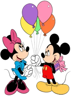 💑 6c5cd820 Mickey Mouse Myszka Miki, Myszka Minnie, balony, kreskówka, Disney, prezent telegram sticker