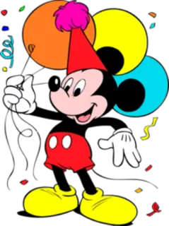 🎉 76cccce7 Mickey Mouse myszka miki, kreskówka, impreza, uroczystość, balony, disney telegram sticker