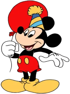 🎈 9adb9445 Mickey Mouse myszka miki, kreskówka, disney, świętowanie, impreza, balon, kapelusz telegram sticker