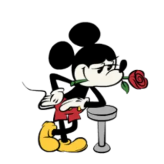🌹 3fd70132 Mickey Mouse Микки Маус, Роза, Мультяшный персонаж, Романтика, Любовь, День святого Валентина telegram sticker