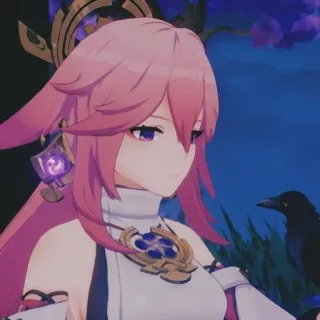 🤗 381f60bc Yae Miko Genshin Impact Anime, Game, Genshin Impact, Yae Miko, Nhân vật, tóc hồng telegram sticker