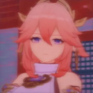 🙄 63aeb81f Yae Miko Genshin Impact Anime, Trò chơi điện tử, Genshin Impact, Yae Miko, Tóc hồng telegram sticker