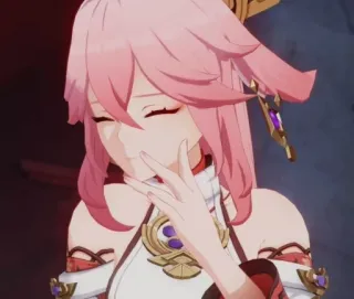 😅 c35c08ea Yae Miko Genshin Impact anime, video game, Genshin Impact, Yae Miko, dễ thương, tóc hồng telegram sticker