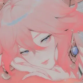 😌 ee2a4fc5 Yae Miko Genshin Impact Anime, Trò chơi điện tử, Cáo, Tóc hồng, Nhân vật telegram sticker