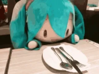 🍽 516133e1 Hatsune Miku doll, plush, anime, tableware, vocaloid telegram sticker