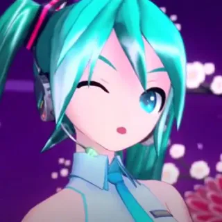 🐬 cfac0ca3 Hatsune Miku アニメ, ボーカロイド, 初音ミク, 歌手, 音楽, 日本語, デジタルアート, 女性 telegram sticker