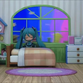 🥬 6855e69d Hatsune Miku アニメ, マンガ, 初音ミク, ボーカロイド, 睡眠, かわいい, 寝室, 人形 whatsapp sticker