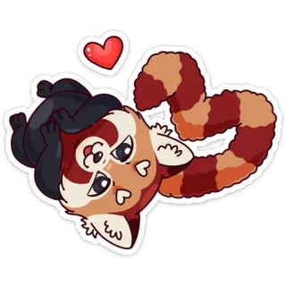 😘 60207844 panda rosso, animale, sticker, carino, cuore, cartone animato telegram sticker