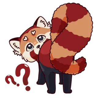 😕 68a21db8 panda rosso, animale, carino, cartone animato, peloso, cuori telegram sticker