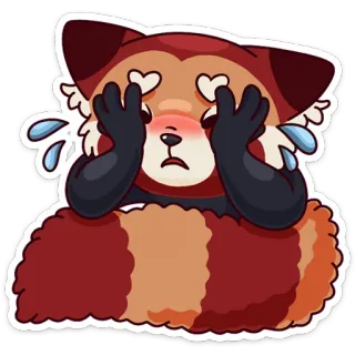 😭 994beda2 panda rosso, triste, cuori, piangendo, carino, cartoni animati telegram sticker