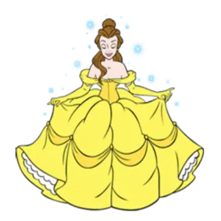 🕺 0bb3ebdf Belle Beauty and the Beast princesa, disney, bela, a bela e a fera, desenho animado, vestido telegram sticker
