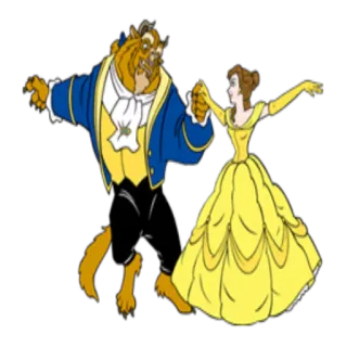 💃 7419165b Belle and Beast Beauty and the Beast Bela, Fera, Disney, A Bela e a Fera, Desenho animado, Dança telegram sticker