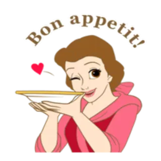 ☕ c8fccefa Belle Beauty and the Beast Bon appetit! Bela, Disney, princesa, Bom apetite, comida, animação telegram sticker