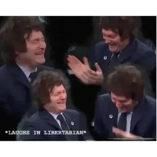 🤣 838d535c Javier Milei *LAUGHS IN LIBERTARIAN* Javier Milei, risas, libertario, política, argentino telegram sticker