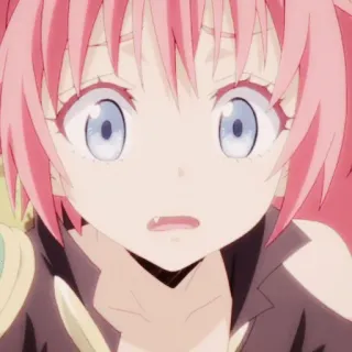 🍡 903e5292 Milim Nava That Time I Got Reincarnated as a Slime Anime, pinke Haare, kawaii, süß, Manga, ängstlich, besorgt telegram sticker