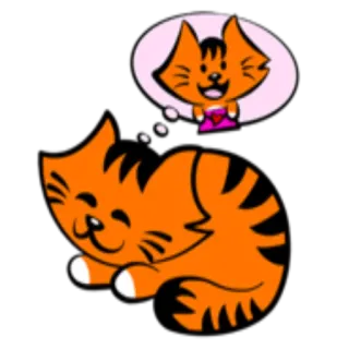 😊 2900ee9e kat, kitten, droom, oranje, cartoon, dier telegram sticker