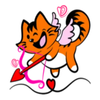 😇 809f45c2 kat, cupido, liefde, hart, pijl, valentijn, dier telegram sticker