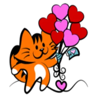 🥰 815b39d5 kat, hartjes, liefde, dier, schattig, sticker, Valentijnsdag telegram sticker