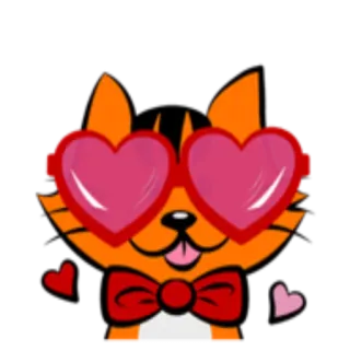 😍 87457226 kat, hart, bril, vlinderdas, liefde, schattig, cartoon telegram sticker