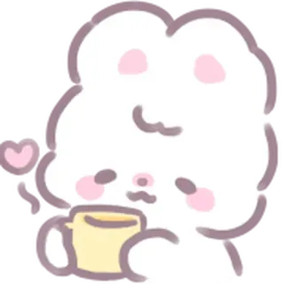 ☕ f7f8e5f2 かわいい, うさぎ, カワイイ, お茶, ハート, 愛らしい telegram sticker