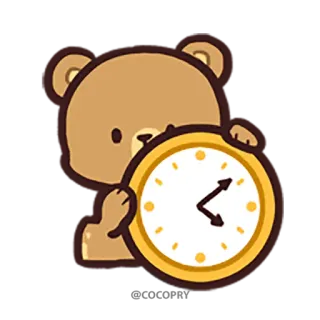 ⌛️ 145f79e9 ours, horloge, temps, dessin animé telegram sticker