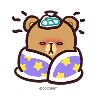 🥶 55541fc0 ours, malade, rhume, grippe, dessin animé, autocollant telegram sticker