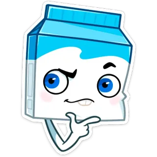🤔 ef035551 กล่องนม, คิด, สงสัย, ตั้งคำถาม, ตัวการ์ตูน, อาหาร, เครื่องดื่ม telegram sticker