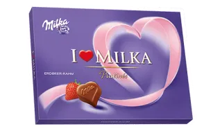 💖 bf367a34 I MILKA Milka, chocolade, aardbei, hart, eten, dessert, snoep, snoepgoed telegram sticker