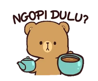 ☕️ da59ea1f NGOPI DULU? niedźwiedź, kawa, napój, słodkie, kreskówka, relaks telegram sticker