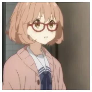 ☁️ 057a66d6 Mirai Kuriyama Kyoukai no Kanata Anime, Carino, Ragazza, Occhiali, Personaggio telegram sticker
