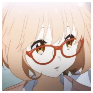 🌨 13edbb79 Mirai Kuriyama Beyond the Boundary Anime, Occhiali, Carina, Ragazza, Capelli Castani telegram sticker