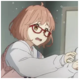 📎 398d9515 anime, personaggio, ragazza, occhiali, preoccupata, triste telegram sticker