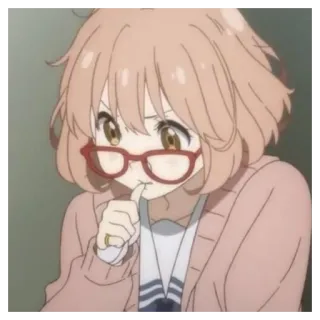 🤍 52e60ded Mirai Kuriyama Beyond the Boundary Anime, Ragazza, Occhiali, Carino, Kawaii telegram sticker