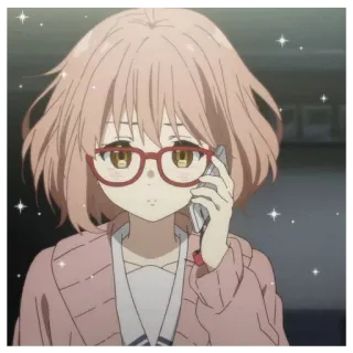 🥛 5a75032e Mirai Kuriyama Beyond the Boundary Anime, carina, ragazza, occhiali, Mirai Kuriyama, Oltre il confine telegram sticker