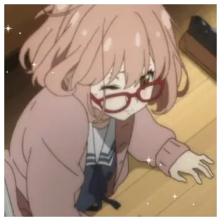 🕸 6dce1deb Anime, Ragazza, Occhiali, Carino, Cartone animato telegram sticker